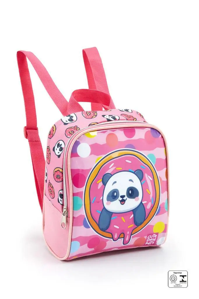 Kit Mochila escolar Rodinha Infantil Feminina panda lancheira estoje Sem Alça Costa