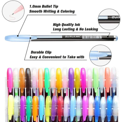 12/24Pcs Metallic Glitter Colors Gel Pens For School Office Adult Coloring Book Journals Drawing Art Markers Promotion Pen