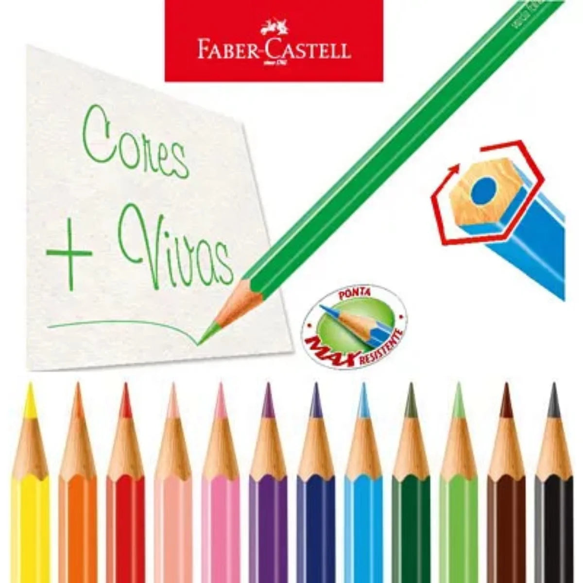 Faber Color Pencil Apontador de borracha de 12 cores