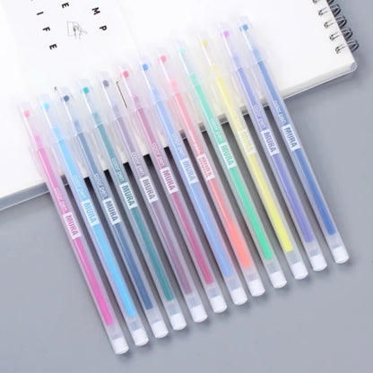 24/12 pçs/caixa cor gel caneta recarga conjunto kawaii 0.5mm cores doces canetas esferográficas estudante escritório escrita canetas papelaria escolar