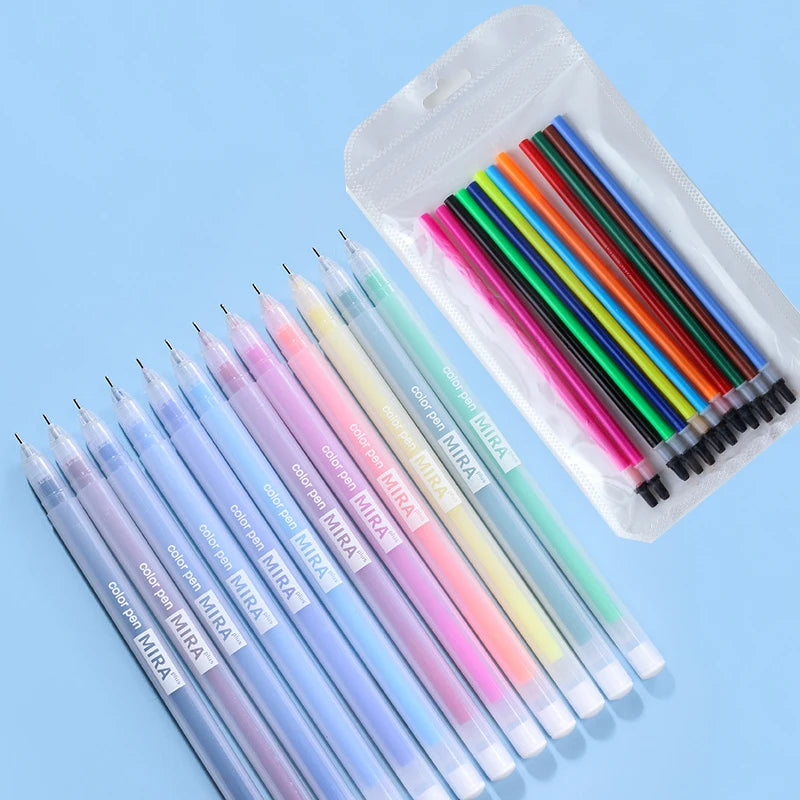 24/12 pçs/caixa cor gel caneta recarga conjunto kawaii 0.5mm cores doces canetas esferográficas estudante escritório escrita canetas papelaria escolar