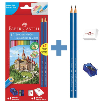 Faber Color Pencil Apontador de borracha de 12 cores